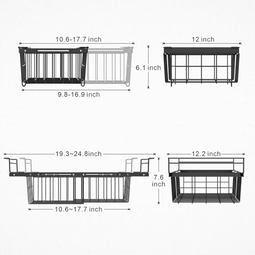 iSPECLE Deep Freezer Organizer Bins for 10 to 20 Cu.Ft, 3 Pack Stackable & Hanging Baskets, Expandable Metal Wire Storage System, Fits 17.5"-22.6" Width, Chest Freezer Only, Black - style: 3 Pcs-Black