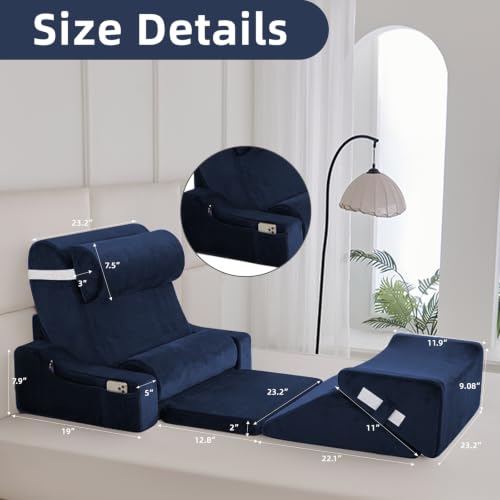 Wedge Pillow Set for After Surgery,Navy,9PCS-23.2" - color: Navy, size: 9PCS-23.2''