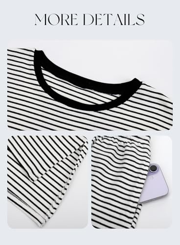 Darong Womens Striped 2 Piece Summer Lounge Sets - color: White Stripe, size: X-Large