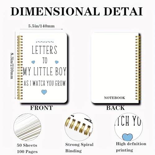 Pregnancy Gratitude Journal & Memory Book – Spiral Notebook for Baby Son or Daughter, Horizontal Grid Pages, Gift for New Moms to Record Thoughts & Milestones