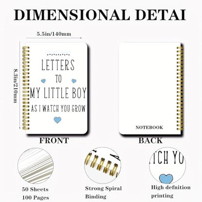 Pregnancy Gratitude Journal & Memory Book – Spiral Notebook for Baby Son or Daughter, Horizontal Grid Pages, Gift for New Moms to Record Thoughts & Milestones