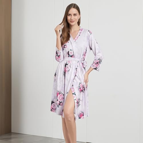 Galabloomer Maternity Robe and Receiving Blanket, Matching Mommy Labor Robe - color: Rose, size: Small