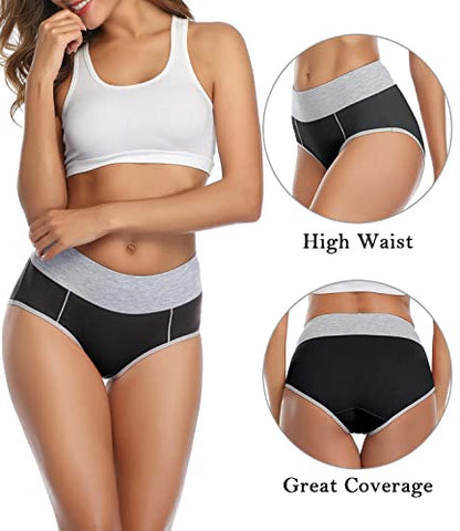 wirarpa Women's Cotton Underwear High Waist Stretch Briefs Soft Underpants Ladies Full Coverage Panties 5 Pack - color: Black, size: X-Small