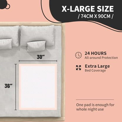 MKISS 30" x 36" Disposable Bed Pads [75 Counts], Heavy Absorbency Underpad - size: 30"x36"(75 Count)