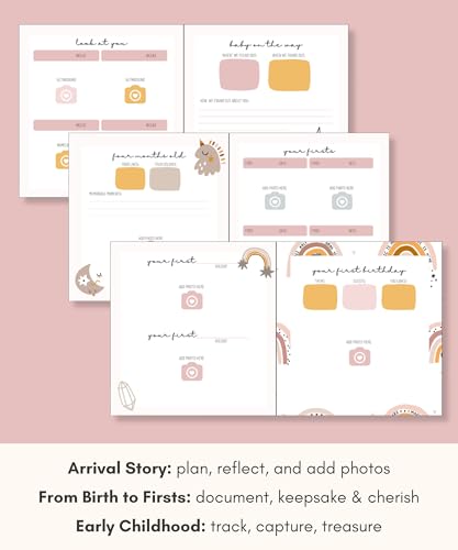 Lamare Baby Memory Book – Baby First Year Keepsake Journal, Baby Scrapbook - color: Rainbow