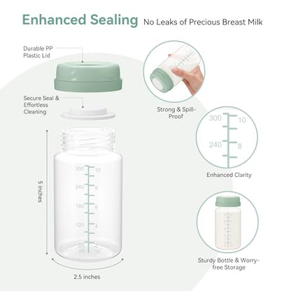 10oz Breastmilk Storage Bottle, Compatible with Momcozy Milk Cooler 22oz & Spectra Pumps, BPA-Free Wide-Neck Collection Bottles for Pumping & Fridge, Breastfeeding Essentials, 4PCS - size: 10oz-4pcs