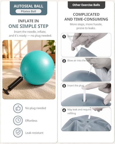 Trideer 7-8 Inch Pilates Ball with Pump, Small Exercise Ball, Core & Rehab - color: Turkis