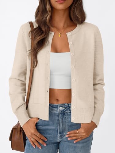 Trendy Queen Women's Lightweight Knit Cardigan - color: Beige, size: Small