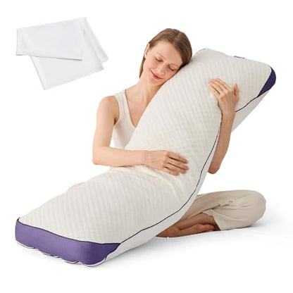 HOMELAB Adjustable Memory Foam Body Pillow with Silk-Like Pillowcase, 20x52 - size: Body Pillow + White Pillowcase