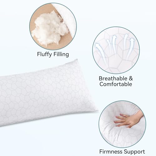 Oubonun Full Body Pillow for Side Sleeper, Soft Long Bed Pillow for Adults - color: White Water Cube