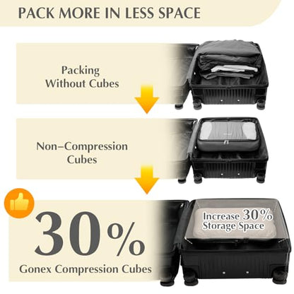 Gonex Compression Packing Cubes, 4-Piece Expandable Travel Organizers - color: 4-Cream, size: 4 Set