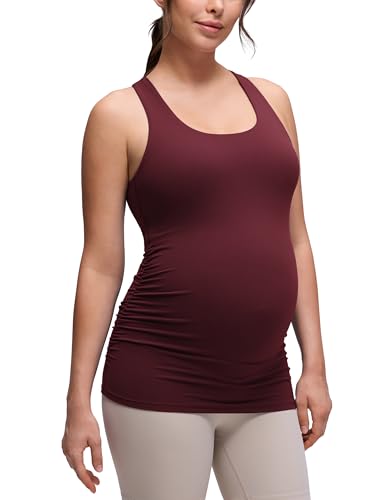 CRZ YOGA Maternity Racerback Tank Tops - color: Red Merlot, size: Medium