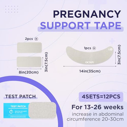 OK TAPE Pregnancy Belly Tape, Hypoallergenic Precut Belly Band Support - size: M