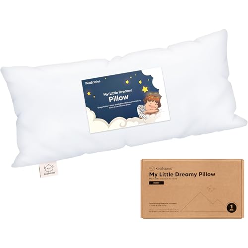 Toddler Pillow with Pillowcase, 10x18 My Little Dreamy Pillow (Soft White) - color: Soft White, size: Buddy 10x18