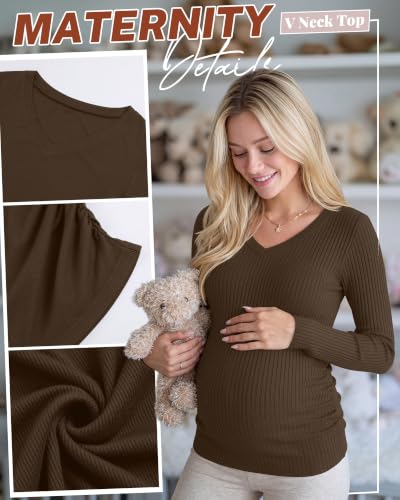 4 Pack Women's Maternity Shirts - color: Black, White, Light Gray, Coffee, size: XX-Large