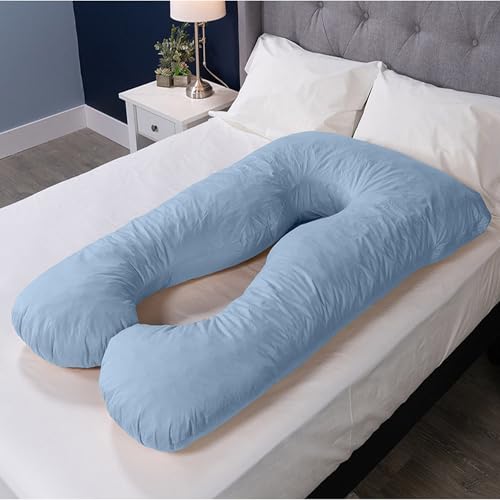 MyPillow Double U Shape Maternity Pillow – 56" x 30" Full Body Pregnancy Pillow with Removable Zippered Cover, Sky Blue - color: Sky Blue, size: U-shape