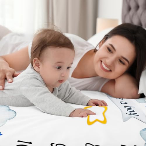 Vintage Retro Propeller Plane It's a Boy Baby Monthly Milestone Blanket