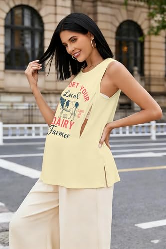 Oversized Nursing Shirts for Breastfeeding Friendly Zipper Nursing Shirt Maternity Mama Breast Feeding Tops - color: Apricot-vest, size: Medium