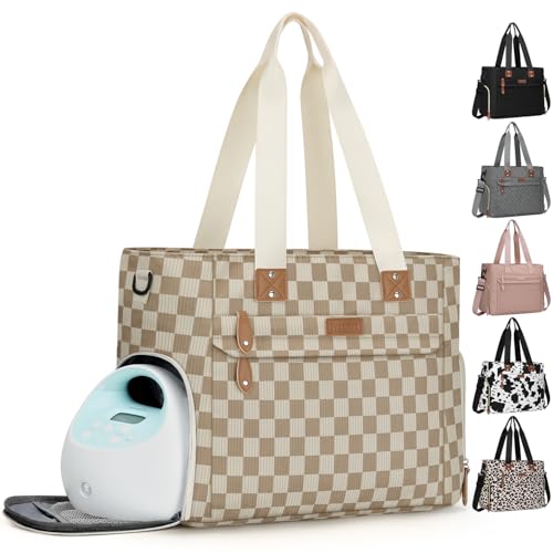 Pritent Baby Diaper Bag Tote,Waterproof Maternity Breast Pump Bags for Mom - color: Plaid