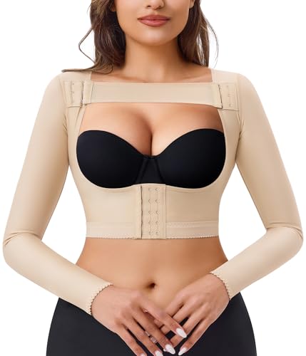 LANCS Arm Compression Sleeve Women Post Surgical Slimmer Arm Shaper Tops - color: Beige, size: Medium