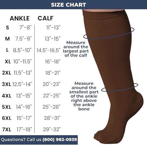 Mojo Compression Socks Women Knee High Stockings 20-30mmHg, Brown Small - color: Brown, size: Small