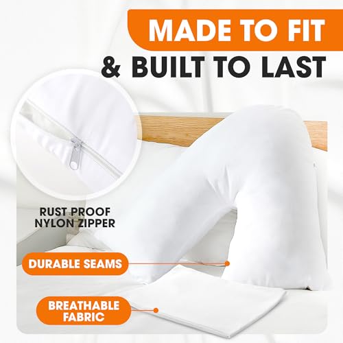 Cheer Collection Down Alternative V Pillowcase – Soft V-Shaped Pillow Cover, Removable & Machine Washable, Replacement Case for Support Pillows - size: Large Pillowcase
