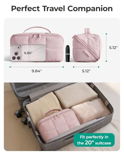 BAGSMART Easy-Access Makeup Bag, Water-Resistant Travel Toiletry Organizer - color: Chocolate Brown