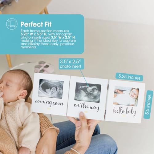 Pearhead Triple Sonogram Keepsake Picture Frame, White - color: Hello Baby Triple Sonogram Frame