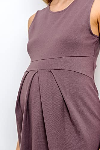 Womens Front Pleat Knee Length Midi Maternity Dress - color: Dark Rose, size: Medium