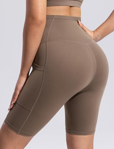 POSHDIVAH Creamluxe Maternity Biker Shorts with Pockets 6"/8" - color: Mocha Mousse, size: Small