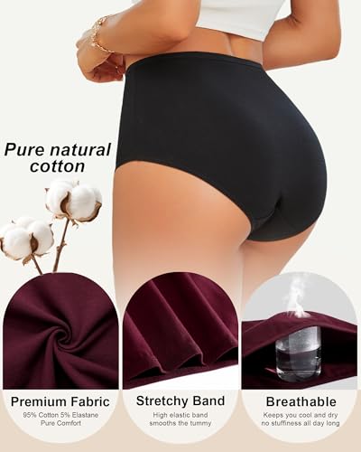 UNDER THE SEA Cotton Underwear Women High Waisted Full coverage Brief 5Pack - color: Setb, size: Small