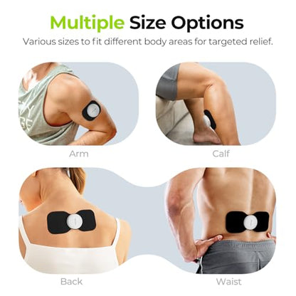 AUVON Wireless TENS Unit Electrode Pads 12 Pcs, 2 Sizes, Latex-Free - color: Black