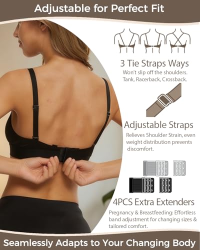 Pumping Bra Hands Free Nursing Bra Adjustable V Neck Holding Breast Pumps - size: Medium