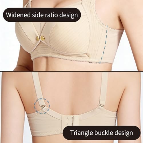 Cotton Maternity Bra，Dual Clips Padded Pregnancy Bra Wire-Free - color: Gray, size: Medium