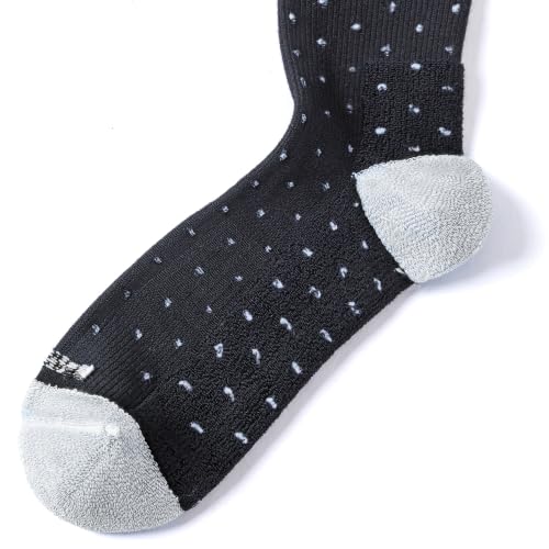LEVSOX Bamboo Viscose Compression Socks Wide Calf 15-20 mmHg with Cushioned - color: Black Polka Dots, size: Medium