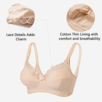 Gratlin Women's Plus Size Cotton Nursing Bra Wireless Breastfeeding Maternity Bras - color: Black, size: 34DD