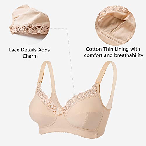 Gratlin Women's Plus Size Cotton Nursing Bra Wireless Breastfeeding Maternity Bras - color: Black, size: 38E
