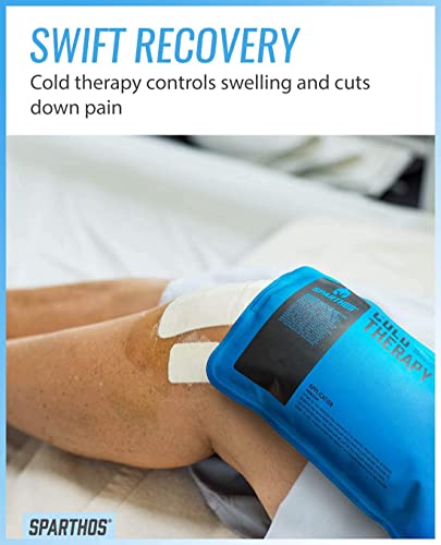 Sparthos Kinesiology Tape [Mountain Brown - 16.4ft Uncut Roll] x Ice Packs for Injuries [Size Medium + Cover]