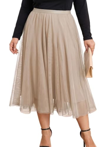 Eytino Plus Size Maxi Skirts for Curvy Women - color: Apricot, size: 2X