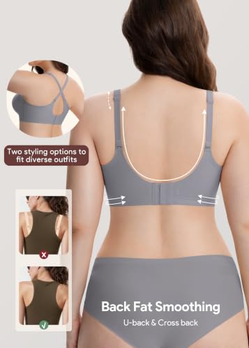 HBselect Nursing Bras for Breastfeeding 3 Pack Women Maternity Jelly Bras - color: G: 3pack(black/Dusty Pink/Gray Blue), size: 3X-Large