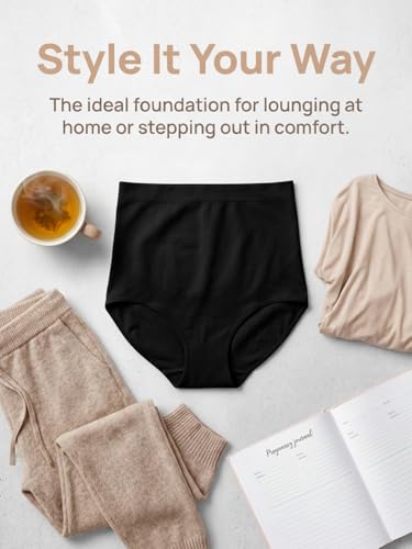 4 Pack Women's Maternity High Waist Underwear Over Bump Pregnancy Soft Seamless Supportive Panties - color: 2*black+nude+white, size: Small