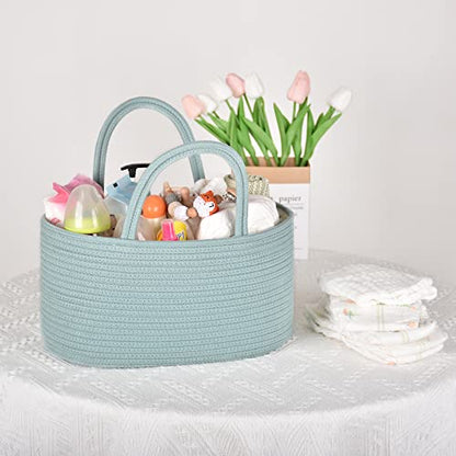 COMSE Large Cotton Rope Baby Diaper Caddy Organizer, Light Green - color: Light Green, size: Large