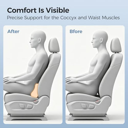 BABUR Lumbar Support Pillow for Car, Coccyx Pain Relief Cushion - color: Gray