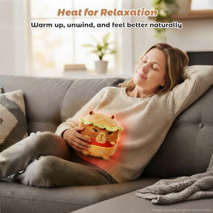 Coolable & Microwavable Hamburger Capybara Stuffed Animal, Heat Plush - style: Hamburg Capybara
