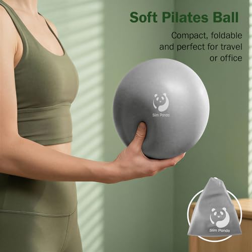 Slim Panda Pilates Ball 9 Inch Anti-Burst Small Exercise Ball - color: Black & Silver