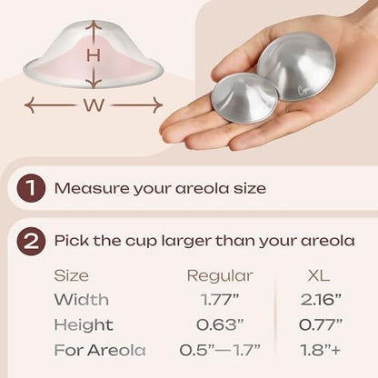 Silver Nursing Cups, Nipple Covers for Breastfeeding, XL - size: X-Large