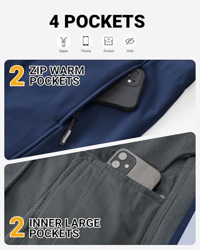 Outdoor Ventures Women's Waterproof Fleece Lined Hooded Softshell Rain Coat - color: Dark Blue, size: 3X-Large