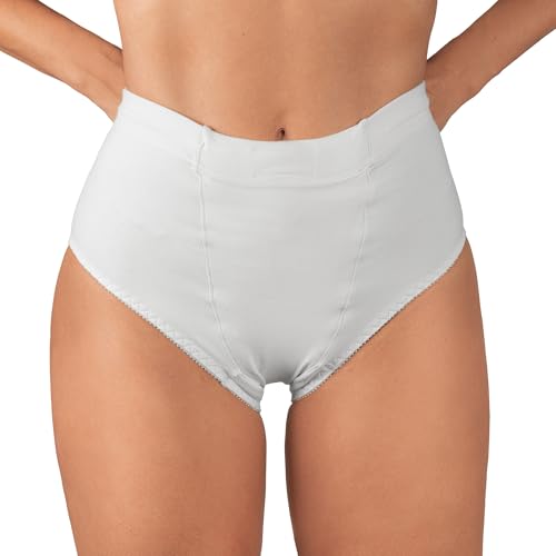 Underworks Vulvar Varicosity and Prolapse Support Brief with Groin Compression Bands and Hot/Cold Therapy Gel Pad - White - Large - color: White, size: Large