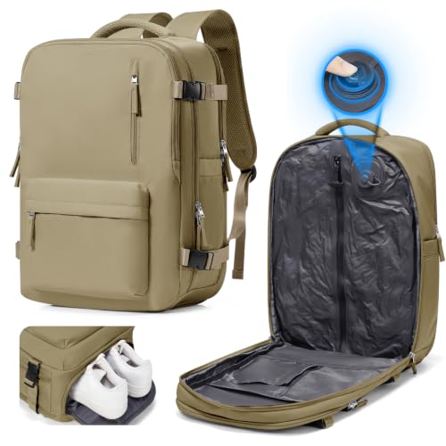 Vacuum Seal Travel Backpack Built-in Pump,Air Compression System Vacuum Vacpack Backpack Travel Bag for Women Men Carry On Suitcase Luggage Laptop Airlines Approved Daypack Space Saver Bags Khaki - color: A11-Khaki