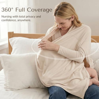 Konssy Rayon Made from Bamboo Nursing Cover for Breastfeeding - color: Blush Beige